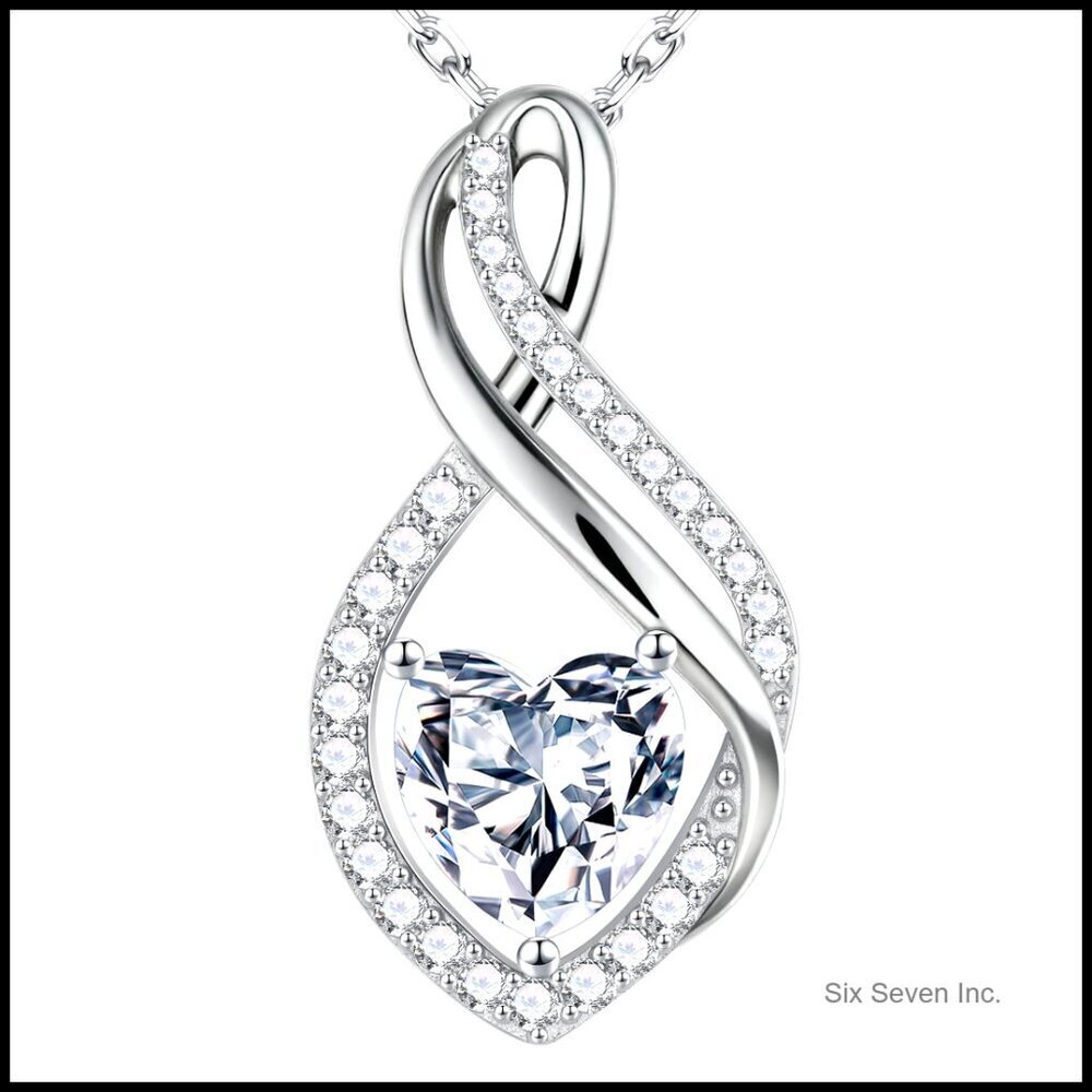 Lab Created Moissanite Infinity Pendant Necklace 925 Sterling Silver Elegant